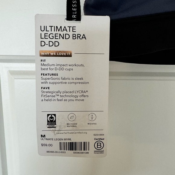 NWT  ATHLETA Allyson Felix Ultimate Legends Sports Bra Blue Black Size M - Picture 5 of 12